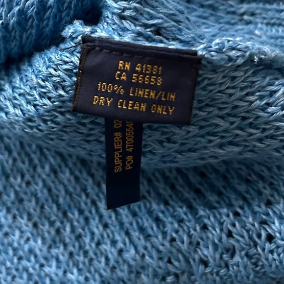 Polo Ralph Lauren Women’s Turquoise 100% Linen V-Neck Boxy Sleeveless Sweater XS - Picture 6 of 7